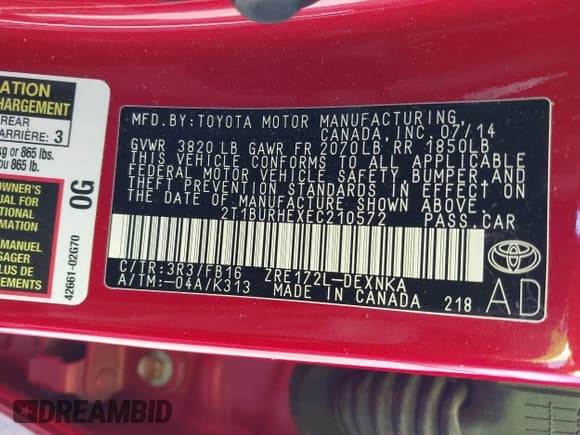 ✅ 2014 Toyota Corolla LE • VIN: 2T1BURHEXEC210572 • Лот: 43481841. Опубликован ранее на IAAI с пробегом 85 123 миль. Бесплатный доступ к архиву аукционных продаж из США и подробный отчёт об истории автомобиля на DreamBid. Изображение 9.