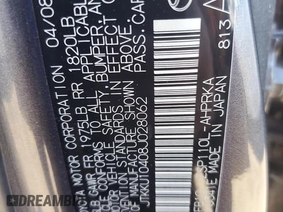 ✅ 2008 Scion xD • VIN: JTKKU10408J028062 • Lot: 93148235. Listed on Copart with 235,991 mi. Free auction sales archive from the USA and detailed vehicle history report at DreamBid. Image 12.