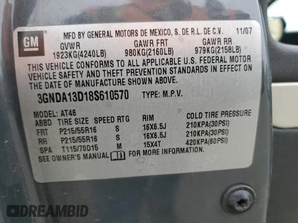 ✅ 2008 Chevrolet HHR LS • VIN: 3GNDA13D18S610570 • Lot: 53346215. Listed on Copart with 213,173 mi. Free auction sales archive from the USA and detailed vehicle history report at DreamBid. Image 14.