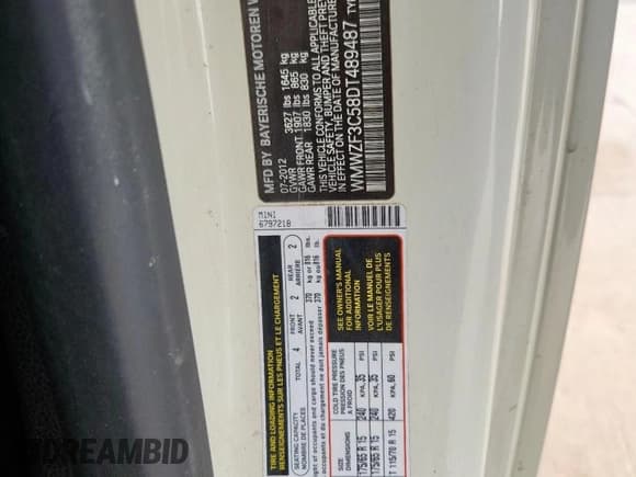 ✅ 2013 MINI Clubman • VIN: WMWZF3C58DT489487 • Lot: 69845935. Listed on Copart with 134,002 mi. Free auction sales archive from the USA and detailed vehicle history report at DreamBid. Image 12.