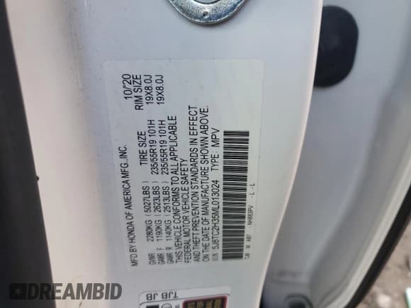 ✅ 2021 Acura RDX • VIN: 5J8TC2H35ML013024 • Лот: 90024395. Опубликован ранее на Copart с пробегом 55 655 миль. Бесплатный доступ к архиву аукционных продаж из США и подробный отчёт об истории автомобиля на DreamBid. Изображение 13.