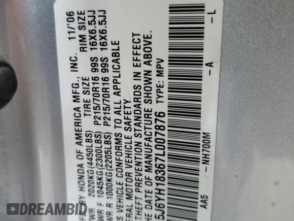 ✅ 2007 Honda Element LX • VIN: 5J6YH18367L007876 • Lot: 81756624. Wystawiony na Copart z przebiegiem 137 570 mil. Bezpłatny archiwum sprzedaży aukcyjnych z USA i szczegółowy raport historii pojazdu na DreamBid. Zdjęcie 12.