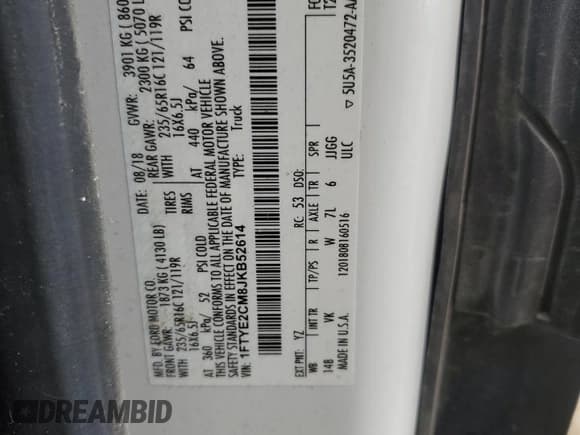 ✅ 2018 Ford Transit • VIN: 1FTYE2CM8JKB52614 • Лот: 84017114. Опубликован ранее на Copart с пробегом 32 346 миль. Бесплатный доступ к архиву аукционных продаж из США и подробный отчёт об истории автомобиля на DreamBid. Изображение 14.