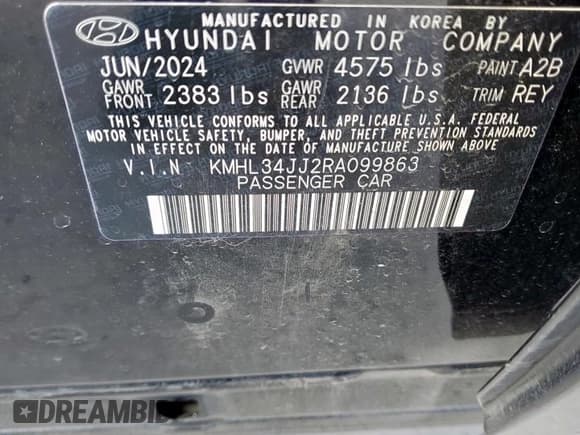 ✅ 2024 Hyundai Sonata SEL • VIN: KMHL34JJ2RA099863 • Lot: 84021215. Listed on Copart with 8,797 mi. Free auction sales archive from the USA and detailed vehicle history report at DreamBid. Image 13.