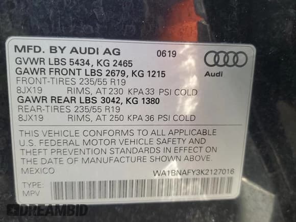 ✅ 2019 Audi Q5 Premium Plus • VIN: WA1BNAFY3K2127016 • Lot: 93379535. Wystawiony na Copart z przebiegiem 53 383 mil. Bezpłatny archiwum sprzedaży aukcyjnych z USA i szczegółowy raport historii pojazdu na DreamBid. Zdjęcie 13.