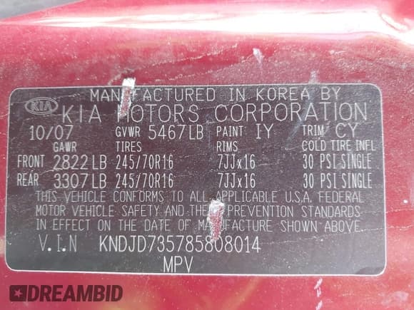 ✅ 2008 Kia Sorento LX • VIN: KNDJD735785808014 • Лот: 42722335. Опубликован ранее на IAAI с пробегом 117 883 миль. Бесплатный доступ к архиву аукционных продаж из США и подробный отчёт об истории автомобиля на DreamBid. Изображение 9.