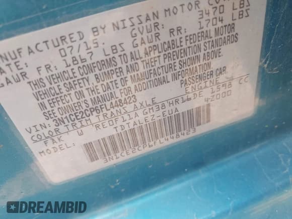 ✅ 2015 Nissan Note S • VIN: 3N1CE2CP6FL448423 • Lot: 43166325. Listed on IAAI with 89,850 mi. Free auction sales archive from the USA and detailed vehicle history report at DreamBid. Image 9.