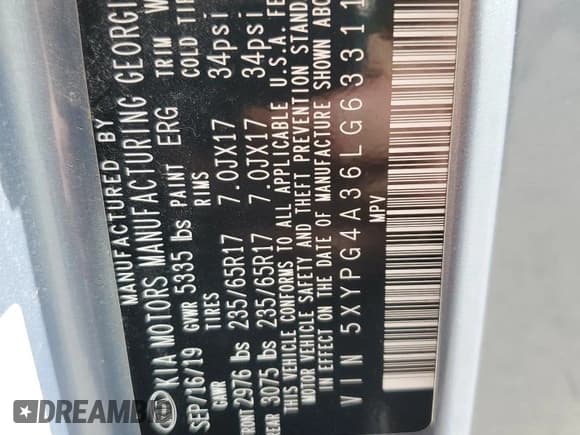 ✅ 2020 Kia Sorento LX • VIN: 5XYPG4A36LG633112 • Лот: 84781185. Опубликован ранее на Copart с пробегом 111 053 миль. Бесплатный доступ к архиву аукционных продаж из США и подробный отчёт об истории автомобиля на DreamBid. Изображение 13.