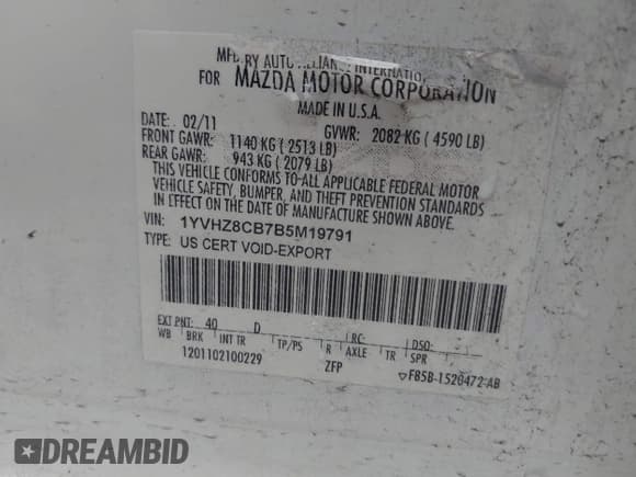 ✅ 2011 Mazda 6 S Grand Touring • VIN: 1YVHZ8CB7B5M19791 • Lot: 42490759. Wystawiony na IAAI z przebiegiem 163 681 mil. Bezpłatny archiwum sprzedaży aukcyjnych z USA i szczegółowy raport historii pojazdu na DreamBid. Zdjęcie 9.