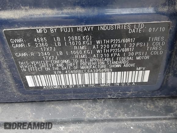 ✅ 2010 Subaru Outback Limited Power Moon • VIN: 4S4BRBLC6A3351989 • Лот: 43186737. Опубликован ранее на IAAI с пробегом 182 296 миль. Бесплатный доступ к архиву аукционных продаж из США и подробный отчёт об истории автомобиля на DreamBid. Изображение 9.