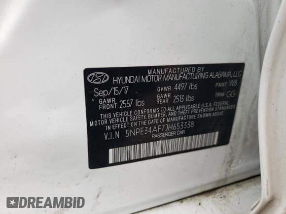 ✅ 2018 Hyundai Sonata Limited • VIN: 5NPE34AF7JH653338 • Lot: 47619143. Listed on Copart with 55,082 mi. Free auction sales archive from the USA and detailed vehicle history report at DreamBid. Image 13.