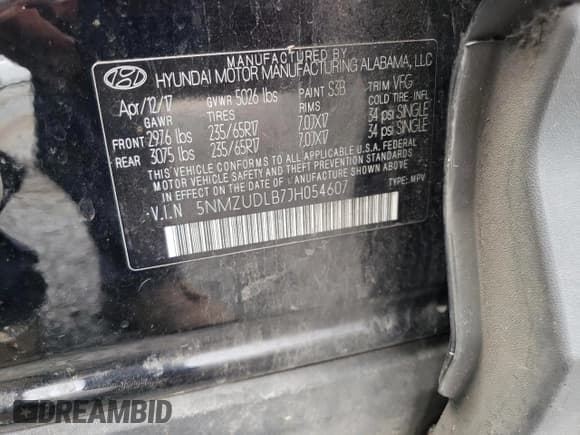 ✅ 2018 Hyundai Santa Fe 2.4L • VIN: 5NMZUDLB7JH054607 • Лот: 63366643. Опубликован ранее на Copart с пробегом 196 822 миль. Бесплатный доступ к архиву аукционных продаж из США и подробный отчёт об истории автомобиля на DreamBid. Изображение 13.