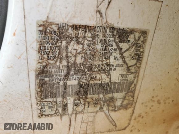 ✅ 2002 Ford F-250 XL • VIN: 1FTNW20F42EA27065 • Лот: 85328625. Опубликован ранее на Copart с пробегом 235 173 миль. Бесплатный доступ к архиву аукционных продаж из США и подробный отчёт об истории автомобиля на DreamBid. Изображение 12.