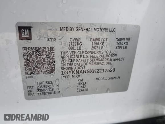 ✅ 2019 Cadillac XT5 FWD • VIN: 1GYKNARSXKZ117520 • Лот: 42352781. Опубликован ранее на IAAI с пробегом 103 727 миль. Бесплатный доступ к архиву аукционных продаж из США и подробный отчёт об истории автомобиля на DreamBid. Изображение 9.