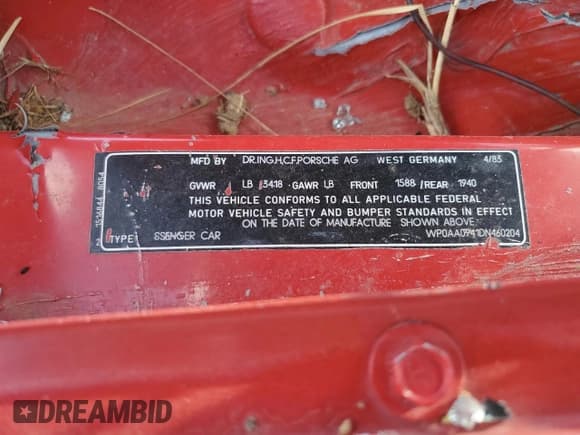 ✅ 1983 Porsche 944 • VIN: WP0AA0941DN460204 • Lot: 59137025. Listed on Copart with 62,474 mi. Free auction sales archive from the USA and detailed vehicle history report at DreamBid. Image 12.