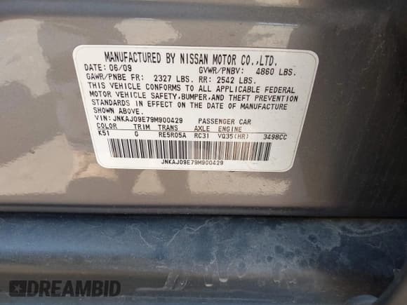 ✅ 2009 Infiniti EX Journey • VIN: JNKAJ09E79M900429 • Lot: 42771749. Listed on IAAI with 235,479 mi. Free auction sales archive from the USA and detailed vehicle history report at DreamBid. Image 9.