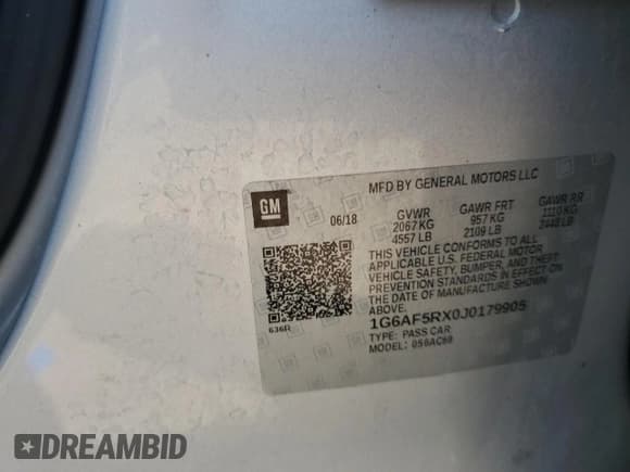 ✅ 2018 Cadillac ATS Luxury AWD • VIN: 1G6AF5RX0J0179905 • Lot: 64076355. Listed on Copart with 112,659 mi. Free auction sales archive from the USA and detailed vehicle history report at DreamBid. Image 12.