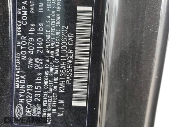 2020 Hyundai Veloster with VIN KMHT36AH1LU006202, listed as a Copart auction lot 83087144 with 48,935 mi miles and Salvage title. Bid and sale history available at DreamBid. Image 13.