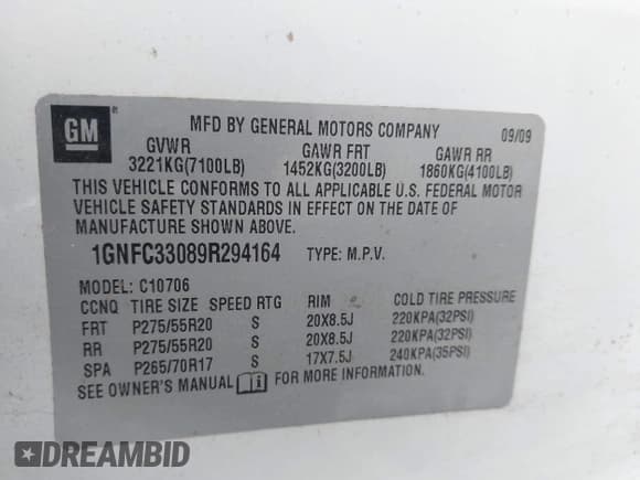 ✅ 2009 Chevrolet Tahoe LTZ • VIN: 1GNFC33089R294164 • Lot: 43839729. Wystawiony na IAAI z przebiegiem 253 292 mil. Bezpłatny archiwum sprzedaży aukcyjnych z USA i szczegółowy raport historii pojazdu na DreamBid. Zdjęcie 9.