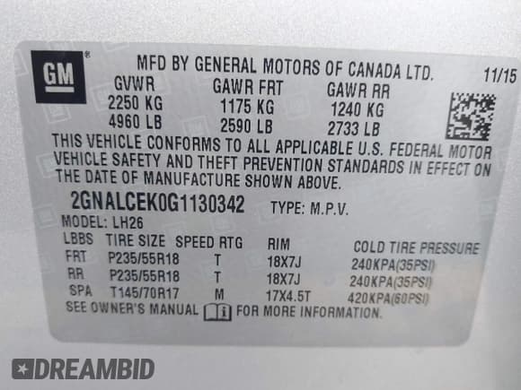 ✅ 2016 Chevrolet Equinox LT • VIN: 2GNALCEK0G1130342 • Лот: 43104872. Опубликован ранее на IAAI с пробегом 121 097 миль. Бесплатный доступ к архиву аукционных продаж из США и подробный отчёт об истории автомобиля на DreamBid. Изображение 9.