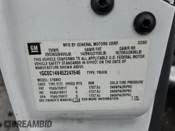 ✅ 2005 Chevrolet Silverado 1500 Work Truck • VIN: 1GCEC14V45Z247646 • Лот: 71506084. Опубликован ранее на Copart с пробегом 113 561 миль. Бесплатный доступ к архиву аукционных продаж из США и подробный отчёт об истории автомобиля на DreamBid. Изображение 12.