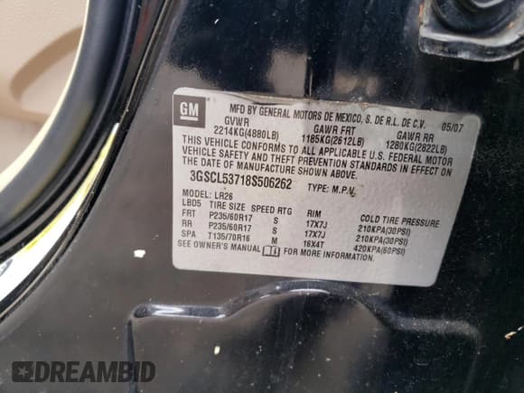 ✅ 2008 Saturn VUE XR • VIN: 3GSCL53718S506262 • Lot: 68489654. Wystawiony na Copart z przebiegiem 195 686 mil. Bezpłatny archiwum sprzedaży aukcyjnych z USA i szczegółowy raport historii pojazdu na DreamBid. Zdjęcie 13.