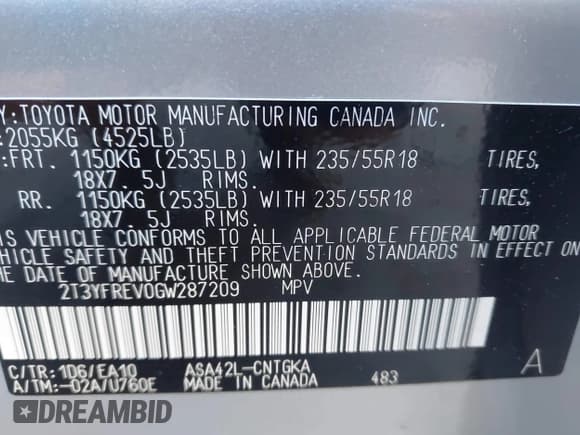 ✅ 2016 Toyota RAV4 Limited • VIN: 2T3YFREV0GW287209 • Лот: 43403363. Опубликован ранее на IAAI с пробегом 138 568 миль. Бесплатный доступ к архиву аукционных продаж из США и подробный отчёт об истории автомобиля на DreamBid. Изображение 9.