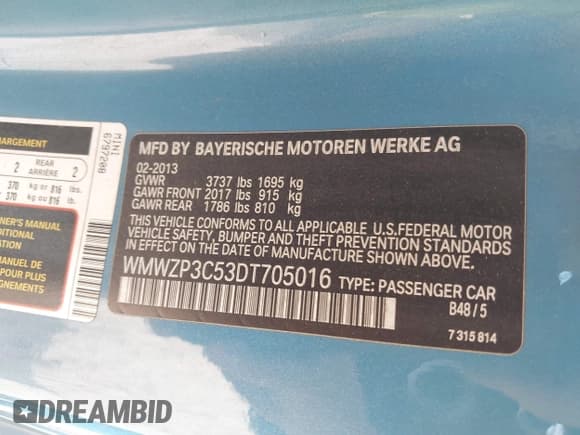 ✅ 2013 MINI Convertible S • VIN: WMWZP3C53DT705016 • Lot: 42155802. Listed on IAAI with Not provided. Free auction sales archive from the USA and detailed vehicle history report at DreamBid. Image 9.