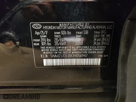 ✅ 2018 Hyundai Santa Fe 2.4L • VIN: 5NMZUDLB8JH056947 • Лот: 57129824. Опубликован ранее на Copart с пробегом 85 007 миль. Бесплатный доступ к архиву аукционных продаж из США и подробный отчёт об истории автомобиля на DreamBid. Изображение 14.