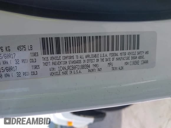 ✅ 2015 Jeep Patriot Limited • VIN: 1C4NJRCB0FD188394 • Lot: 41562962. Listed on IAAI with 173,261 mi. Free auction sales archive from the USA and detailed vehicle history report at DreamBid. Image 9.