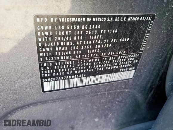 ✅ 2023 Volkswagen Tiguan SE R-Line Black • VIN: 3VVCB7AX7PM065464 • Лот: 71364395. Опубликован ранее на Copart с пробегом 20 505 миль. Бесплатный доступ к архиву аукционных продаж из США и подробный отчёт об истории автомобиля на DreamBid. Изображение 13.