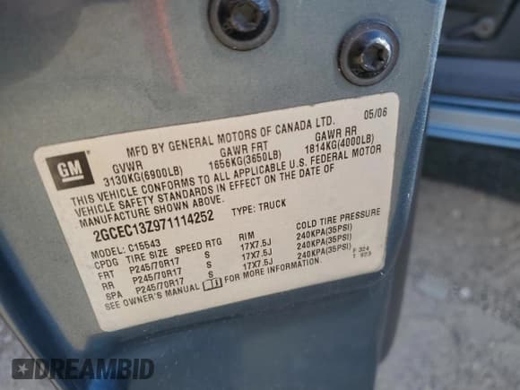 ✅ 2007 Chevrolet Silverado 1500 LT1 • VIN: 2GCEC13Z971114252 • Lot: 87108965. Listed on Copart with 428,622 mi. Free auction sales archive from the USA and detailed vehicle history report at DreamBid. Image 13.