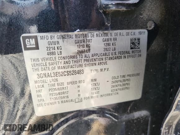 ✅ 2012 Chevrolet Captiva Sport LT • VIN: 3GNAL3E52CS528483 • Lot: 60415545. Wystawiony na Copart z przebiegiem 132 167 mil. Bezpłatny archiwum sprzedaży aukcyjnych z USA i szczegółowy raport historii pojazdu na DreamBid. Zdjęcie 13.