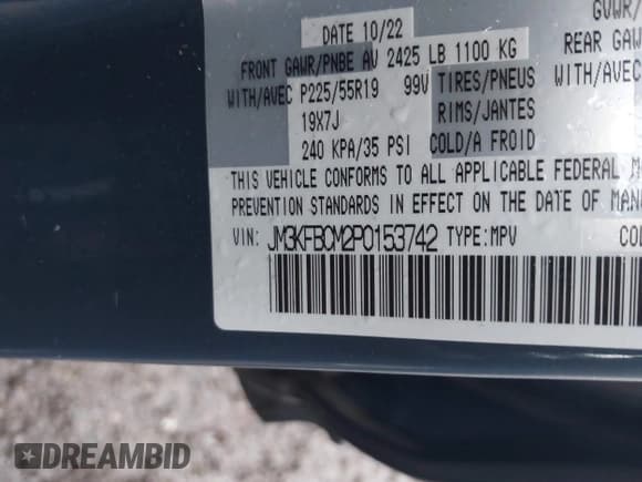 ✅ 2023 Mazda CX-5 S Carbon Edition • VIN: JM3KFBCM2P0153742 • Lot: 43793152. Wystawiony na IAAI z przebiegiem 84 096 mil. Bezpłatny archiwum sprzedaży aukcyjnych z USA i szczegółowy raport historii pojazdu na DreamBid. Zdjęcie 9.