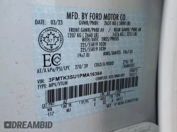 ✅ 2023 Ford Mustang Mach-E Premium • VIN: 3FMTK3SU1PMA16364 • Lot: 53627595. Listed on Copart with 26,234 mi. Free auction sales archive from the USA and detailed vehicle history report at DreamBid. Image 14.