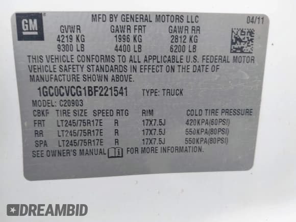 ✅ 2011 Chevrolet Silverado 2500HD Work Truck • VIN: 1GC0CVCG1BF221541 • Lot: 41500957. Wystawiony na IAAI z przebiegiem 206 866 mil. Bezpłatny archiwum sprzedaży aukcyjnych z USA i szczegółowy raport historii pojazdu na DreamBid. Zdjęcie 9.