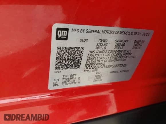 2023 Chevrolet Blazer LT z VIN 3GNKBCR49PS227045, wystawiony jako Copart lot #65666434 z przebiegiem 4 080 mil mil oraz Szkoda całkowita • Salvage title. Historia ofert i sprzedaży dostępna na DreamBid. Obrazek 14.