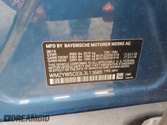 ✅ 2020 MINI Countryman Cooper • VIN: WMZYW5C03L3L13685 • Lot: 58035445. Listed on Copart with Not provided. Free auction sales archive from the USA and detailed vehicle history report at DreamBid. Image 12.