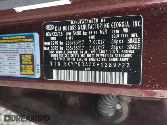 ✅ 2017 Kia Sorento LX • VIN: 5XYPGDA30HG289722 • Lot: 57778715. Listed on Copart with 64,553 mi. Free auction sales archive from the USA and detailed vehicle history report at DreamBid. Image 13.