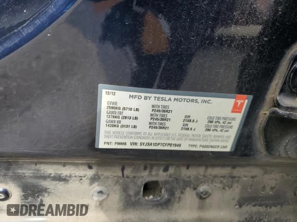 ✅ 2012 Tesla Model S Performance • VIN: 5YJSA1DP7CFP01949 • Lot: 84046005. Wystawiony na Copart z przebiegiem 162 431 mil. Bezpłatny archiwum sprzedaży aukcyjnych z USA i szczegółowy raport historii pojazdu na DreamBid. Zdjęcie 14.