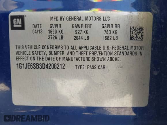 ✅ 2013 Chevrolet Sonic LTZ • VIN: 1G1JE6SB3D4208212 • Lot: 43093068. Wystawiony na IAAI z przebiegiem 151 735 mil mil. Skorzystaj z bezpłatnego archiwum sprzedaży aukcyjnych z USA i zobacz szczegółowy raport historii pojazdu na DreamBid. Zdjęcie 9.