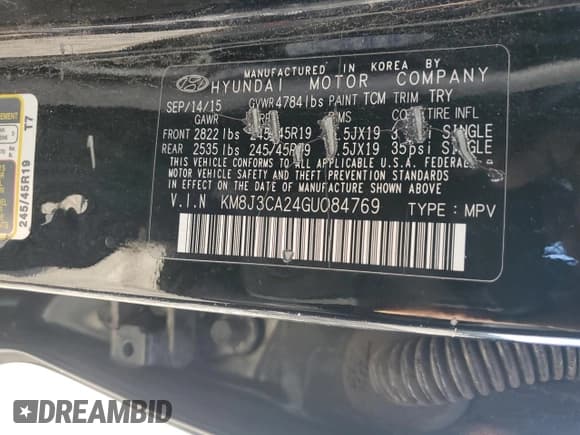 ✅ 2016 Hyundai Tucson Sport • VIN: KM8J3CA24GU084769 • Lot: 89664065. Listed on Copart with 107,289 mi. Free auction sales archive from the USA and detailed vehicle history report at DreamBid. Image 13.