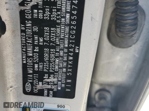 ✅ 2012 Kia Sorento SX • VIN: 5XYKW4A21CG265474 • Lot: 86339025. Wystawiony na Copart z przebiegiem 275 799 mil. Bezpłatny archiwum sprzedaży aukcyjnych z USA i szczegółowy raport historii pojazdu na DreamBid. Zdjęcie 13.