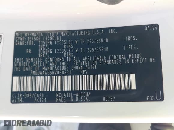 ✅ 2024 Toyota Corolla Cross XLE • VIN: 7MUDAAAG5RV098331 • Лот: 43186844. Опубликован ранее на IAAI с пробегом 19 355 миль. Бесплатный доступ к архиву аукционных продаж из США и подробный отчёт об истории автомобиля на DreamBid. Изображение 9.