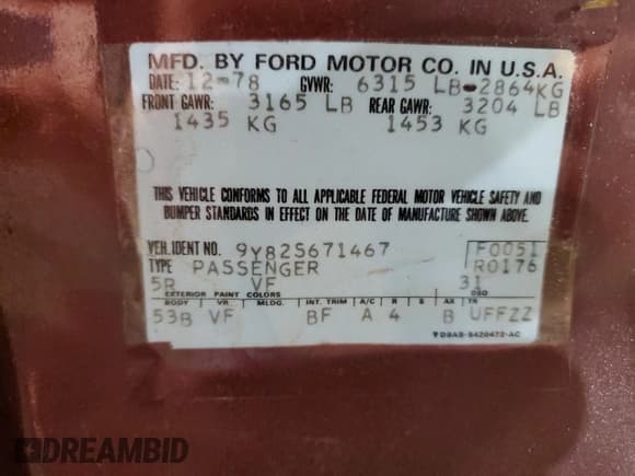 ✅ 1979 Lincoln Continental • VIN: 9Y82S671467 • Лот: 85754444. Опубликован ранее на Copart с пробегом 69 320 миль. Бесплатный доступ к архиву аукционных продаж из США и подробный отчёт об истории автомобиля на DreamBid. Изображение 12.