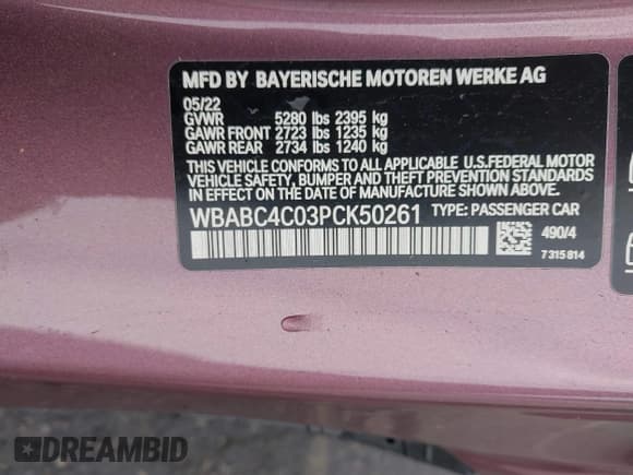 ✅ 2023 BMW 8 Series M850i xDrive • VIN: WBABC4C03PCK50261 • Lot: 43608568. Listed on IAAI with 29,434 mi. Free auction sales archive from the USA and detailed vehicle history report at DreamBid. Image 9.