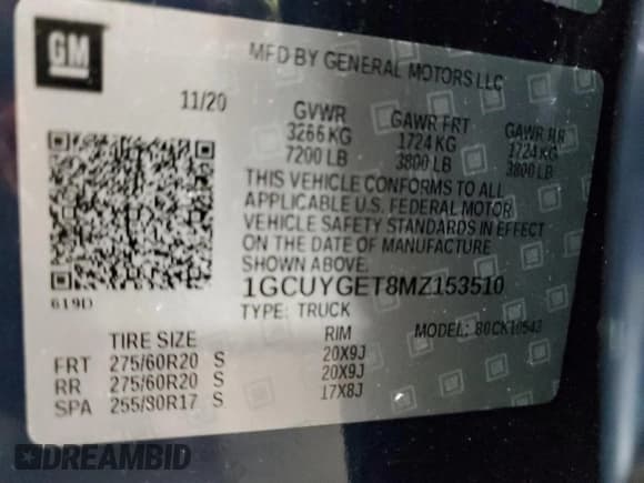 ✅ 2021 Chevrolet Silverado 1500 LTZ • VIN: 1GCUYGET8MZ153510 • Lot: 56452205. Wystawiony na Copart z przebiegiem 41 831 mil. Bezpłatny archiwum sprzedaży aukcyjnych z USA i szczegółowy raport historii pojazdu na DreamBid. Zdjęcie 12.