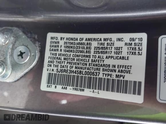 ✅ 2011 Honda CR-V SE • VIN: 5J6RE3H45BL000637 • Лот: 43828318. Опубликован ранее на IAAI с пробегом 274 852 миль. Бесплатный доступ к архиву аукционных продаж из США и подробный отчёт об истории автомобиля на DreamBid. Изображение 9.