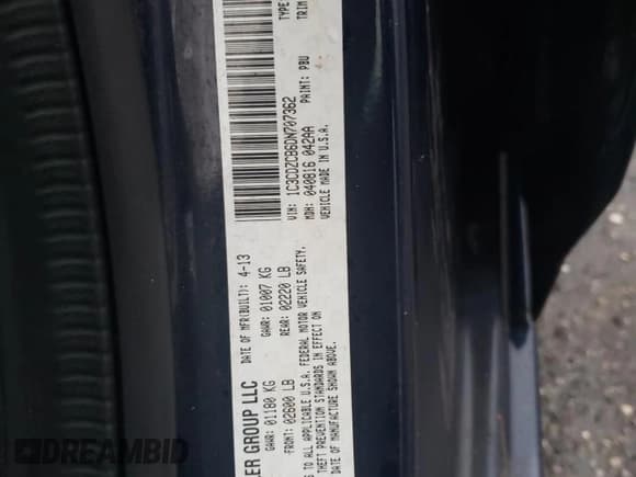 ✅ 2013 Dodge Avenger SXT • VIN: 1C3CDZCB6DN707362 • Лот: 86914244. Опубликован ранее на Copart с пробегом 165 479 миль. Бесплатный доступ к архиву аукционных продаж из США и подробный отчёт об истории автомобиля на DreamBid. Изображение 12.