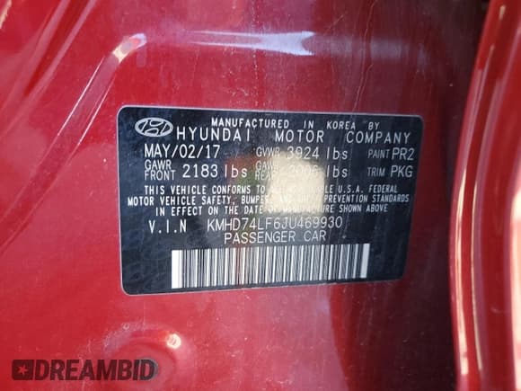 ✅ 2018 Hyundai Elantra SE • VIN: KMHD74LF6JU469930 • Lot: 85200165. Listed on Copart with 72,073 mi. Free auction sales archive from the USA and detailed vehicle history report at DreamBid. Image 12.
